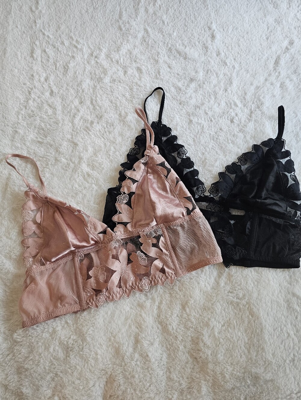 Victoria's Secret Bralette Set Of 2 Pink And Black, Size Medium